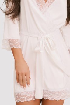 画像6: Weddya peniuar  |ガウン（ストレッチサテン×レース・白） | Obsessive 高級Sexyランジェリー【即日発送・サイズ交換NG・メール便対象】輸入下着・ランジェリー   (6)