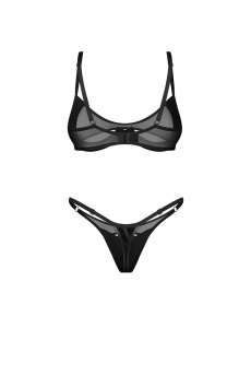 画像2: Rolleya 2-pcs set｜ブラ＆タンガ2点セット（ワイヤーあり・ボンテージ・ブラック） | Obsessive 高級Sexyランジェリー【即日発送・サイズ交換NG・メール便対象】輸入下着・ランジェリー   (2)