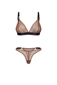 画像1: Vixaria 2-pcs set｜ブラ＆タンガ2点セット（ワイヤーなし・シースルー・ブラウン） | Obsessive 高級Sexyランジェリー【即日発送・サイズ交換NG・メール便対象】輸入下着・ランジェリー   (1)