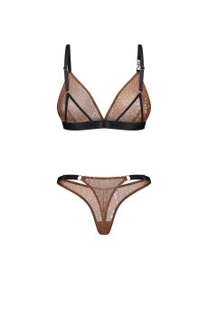 画像2: Vixaria 2-pcs set｜ブラ＆タンガ2点セット（ワイヤーなし・シースルー・ブラウン） | Obsessive 高級Sexyランジェリー【即日発送・サイズ交換NG・メール便対象】輸入下着・ランジェリー   (2)