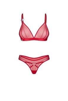 画像1: Crimessa 2-pcs set｜ブラ＆タンガ2点セット（ワイヤーなし・シースルー・レッド） | Obsessive 高級Sexyランジェリー【即日発送・サイズ交換NG・メール便対象】輸入下着・ランジェリー   (1)