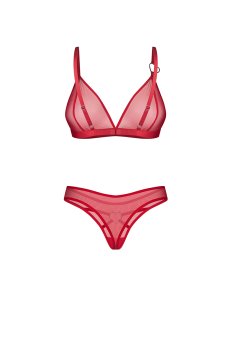 画像2: Crimessa 2-pcs set｜ブラ＆タンガ2点セット（ワイヤーなし・シースルー・レッド） | Obsessive 高級Sexyランジェリー【即日発送・サイズ交換NG・メール便対象】輸入下着・ランジェリー   (2)