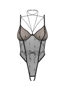 画像1: 先行予約 5％OFF｜Anniverse S crotchless teddy | テディ（ワイヤーあり・シースルー・オープンクロッチ・ブラック）  | Obsessive 高級Sexyランジェリー【サイズ交換NG・メール便対象】輸入下着・ランジェリー    (1)
