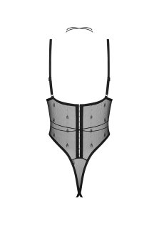 画像2: 先行予約 5％OFF｜Anniverse S crotchless teddy | テディ（ワイヤーあり・シースルー・オープンクロッチ・ブラック）  | Obsessive 高級Sexyランジェリー【サイズ交換NG・メール便対象】輸入下着・ランジェリー    (2)
