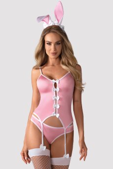 画像2: Bunny suit pink | バニーガールコスチューム風ランジェリー4点セット・ピンク・カチューシャ、ストッキング付き   | 高級Sexyランジェリー Obsessive【即日発送・サイズ交換NG・メール便対象】輸入下着・ランジェリー   (2)