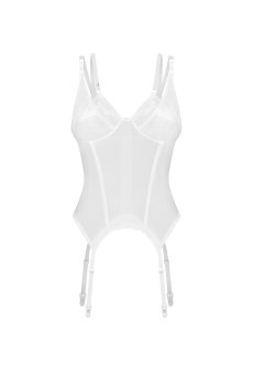 画像1: Arrowel WH corset |  ガーターベルト付きコルセット（ワイヤーあり・シースルー・レース・ダブルストラップ・ホワイト）  | Obsessive 高級Sexyランジェリー【即日発送・サイズ交換NG・メール便対象】輸入下着・ランジェリー    (1)