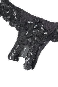 画像18: Lecille 3-pcs crotchless set  ｜トップレスブラ＆ガーターベルト＆クロッチレスタンガ3点セット（ワイヤーあり・ビーズ・ブラック） | Obsessive 高級Sexyランジェリー【即日発送・サイズ交換NG・メール便対象】輸入下着・ランジェリー   (18)
