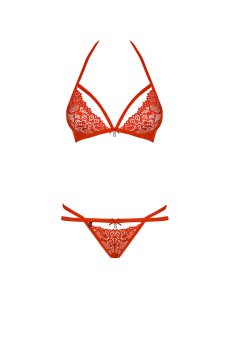 画像1: 838 SET 3  red | ホルターネックのシースルーブラ＆Tバックセット・ノンワイヤー・レッド   | 高級Sexyランジェリー Obsessive【即日発送・サイズ交換NG・メール便対象】輸入下着・ランジェリー   (1)