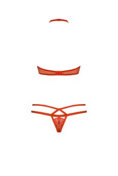 画像2: 838 SET 3  red | ホルターネックのシースルーブラ＆Tバックセット・ノンワイヤー・レッド   | 高級Sexyランジェリー Obsessive【即日発送・サイズ交換NG・メール便対象】輸入下着・ランジェリー   (2)
