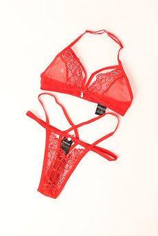 画像11: 838 SET 3  red | ホルターネックのシースルーブラ＆Tバックセット・ノンワイヤー・レッド   | 高級Sexyランジェリー Obsessive【即日発送・サイズ交換NG・メール便対象】輸入下着・ランジェリー   (11)