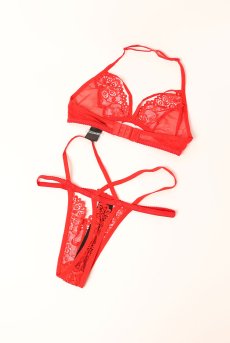 画像12: 838 SET 3  red | ホルターネックのシースルーブラ＆Tバックセット・ノンワイヤー・レッド   | 高級Sexyランジェリー Obsessive【即日発送・サイズ交換NG・メール便対象】輸入下着・ランジェリー   (12)