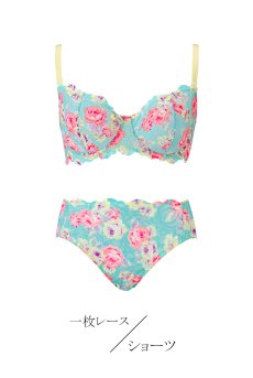 画像1: FLOWERBOMB soft set B｜ブラ＆ショーツセット｜一枚レース・パッドなし・ノーマルショーツ｜Sawren サブレン【即日発送・ショーツのサイズ交換NG】輸入下着・高級ランジェリー (在庫限り) (1)