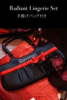 画像2: 数量限定｜PERFECT-Xmas-set-N｜X'masコフレ｜手提げバッグ＆華やぎランジェリーセット｜キャミソール＆ショーツ3種類入り｜ブラック・ローズ刺繍｜ Sawren サブレン【即日発送】輸入下着・高級ランジェリー(再入荷なし) (2)