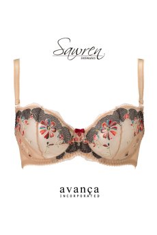 画像1: 【SALE】70Aサイズ｜NUTSCARMEL soft  | 一枚レースブラ・ノンパテッドブラ・フラワー刺繍 | Sawren サブレン【即日発送・サイズ交換NG】※メール便対象※輸入下着・高級ランジェリー（再入荷なし）  (1)