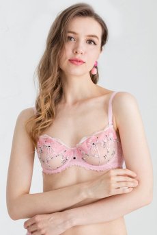 画像2: サイズ限定【50%OFF】PINK WINK soft  | 一枚レースブラ・ノンパテッドブラ・フラワー刺繍 | Sawren サブレン【即日発送・サイズ交換NG】輸入下着・高級ランジェリー（再入荷なし）  (2)