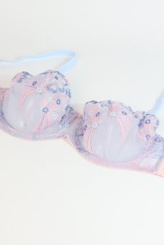 画像4: BLOOM soft  | 一枚レース・パッドなし・ワイヤーブラ・3/4カップ・ピンク×ブルー | Sawren サブレン【即日発送・サイズ交換OK】※メール便対象商品※輸入下着・高級ランジェリー  (4)
