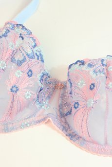 画像6: BLOOM soft  | 一枚レース・パッドなし・ワイヤーブラ・3/4カップ・ピンク×ブルー | Sawren サブレン【即日発送・サイズ交換OK】※メール便対象商品※輸入下着・高級ランジェリー  (6)