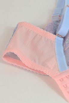 画像9: BLOOM soft  | 一枚レース・パッドなし・ワイヤーブラ・3/4カップ・ピンク×ブルー | Sawren サブレン【即日発送・サイズ交換OK】※メール便対象商品※輸入下着・高級ランジェリー  (9)