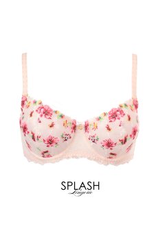 画像1: ROMANCE soft  | 一枚レース・パッドなし・ワイヤーブラ・3/4カップ・ピンク | Sawren サブレン【即日発送・サイズ交換OK】※メール便対象商品※輸入下着・高級ランジェリー  (1)