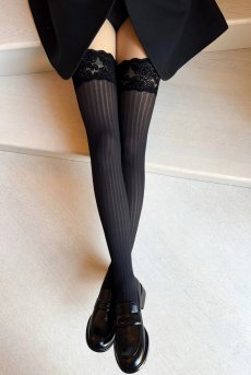 画像14: AR COSTINA  | 厚手ガータータイツ 60デニール・グレー・ブラック | Veneziana ベネチアナ 【即日発送・サイズ交換NG・メール便対象】  (14)