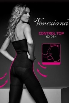 画像1: CONTROL TOP 60  | 着圧タイツ 60デニール・無地・ヒップアップ・ブラック | Veneziana ベネチアナ【即日発送・サイズ交換NG】※メール便対象※  (1)