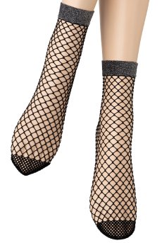 画像4: ALBA RETE Socks nero silver  | ショートストッキング・網・ラメ・ブラック×シルバー | Veneziana ベネチアナ【即日発送・サイズ交換NG】※2足までメール便対象※  (4)