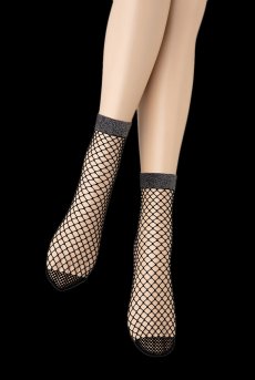 画像5: ALBA RETE Socks nero silver  | ショートストッキング・網・ラメ・ブラック×シルバー | Veneziana ベネチアナ【即日発送・サイズ交換NG】※2足までメール便対象※  (5)