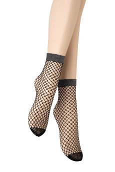 画像6: ALBA RETE Socks nero silver  | ショートストッキング・網・ラメ・ブラック×シルバー | Veneziana ベネチアナ【即日発送・サイズ交換NG】※2足までメール便対象※  (6)