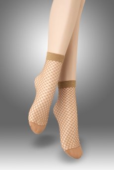 画像1: ALBA RETE Socks beige oro  | ショートストッキング・網・ラメ・ベージュ×ゴールド | Veneziana ベネチアナ【即日発送・サイズ交換NG】※2足までメール便対象※  (1)