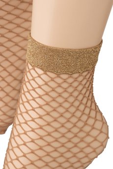 画像3: ALBA RETE Socks beige oro  | ショートストッキング・網・ラメ・ベージュ×ゴールド | Veneziana ベネチアナ【即日発送・サイズ交換NG】※2足までメール便対象※  (3)