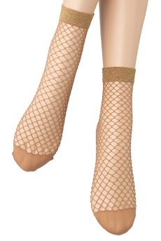 画像4: ALBA RETE Socks beige oro  | ショートストッキング・網・ラメ・ベージュ×ゴールド | Veneziana ベネチアナ【即日発送・サイズ交換NG】※2足までメール便対象※  (4)