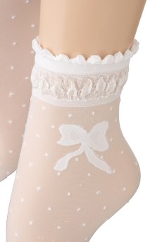 画像3: ALICE Socks bianco  | ショートストッキング・ドット柄・リボン・ホワイト | Veneziana ベネチアナ【即日発送・サイズ交換NG】※2足までメール便対象※  (3)