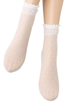 画像4: ALICE Socks bianco  | ショートストッキング・ドット柄・リボン・ホワイト | Veneziana ベネチアナ【即日発送・サイズ交換NG】※2足までメール便対象※  (4)