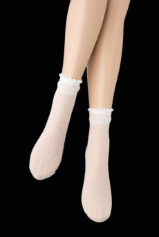 画像5: ALICE Socks bianco  | ショートストッキング・ドット柄・リボン・ホワイト | Veneziana ベネチアナ【即日発送・サイズ交換NG】※2足までメール便対象※  (5)