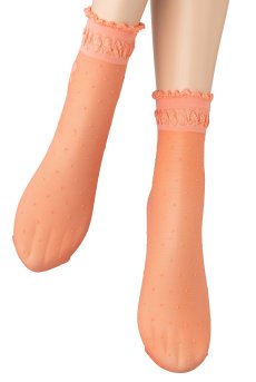 画像4: ALICE Socks coral  | ショートストッキング・ドット柄・リボン・コーラル | Veneziana ベネチアナ【即日発送・サイズ交換NG】※2足までメール便対象※  (4)