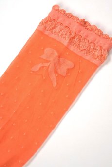 画像9: ALICE Socks coral  | ショートストッキング・ドット柄・リボン・コーラル | Veneziana ベネチアナ【即日発送・サイズ交換NG】※2足までメール便対象※  (9)