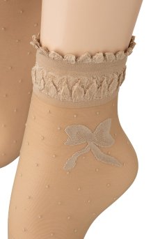 画像3: ALICE Socks nude  | ショートストッキング・ドット柄・リボン・ベージュ | Veneziana ベネチアナ【即日発送・サイズ交換NG】※2足までメール便対象※  (3)