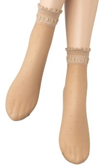 画像4: ALICE Socks nude  | ショートストッキング・ドット柄・リボン・ベージュ | Veneziana ベネチアナ【即日発送・サイズ交換NG】※2足までメール便対象※  (4)