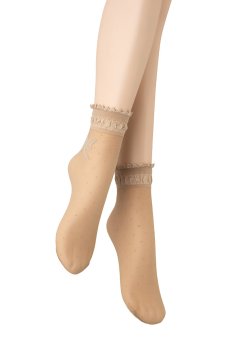 画像5: ALICE Socks nude  | ショートストッキング・ドット柄・リボン・ベージュ | Veneziana ベネチアナ【即日発送・サイズ交換NG】※2足までメール便対象※  (5)