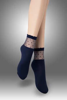 画像1: BIBBI Socks marine  | ショートストッキング・ドット柄・ネイビー | Veneziana ベネチアナ【即日発送・サイズ交換NG】※2足までメール便対象※  (1)