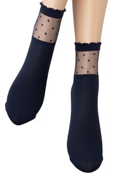 画像4: BIBBI Socks marine  | ショートストッキング・ドット柄・ネイビー | Veneziana ベネチアナ【即日発送・サイズ交換NG】※2足までメール便対象※  (4)