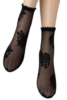 画像4: FANNY Socks nero  | ショートストッキング・花柄・ブラック | Veneziana ベネチアナ【即日発送・サイズ交換NG】※2足までメール便対象※  (4)