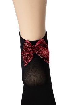 画像3: FIOCCO Socks nero rosso  | ショートストッキング・無地・リボン・ブラック×レッド | Veneziana ベネチアナ【即日発送・サイズ交換NG】※2足までメール便対象※  (3)