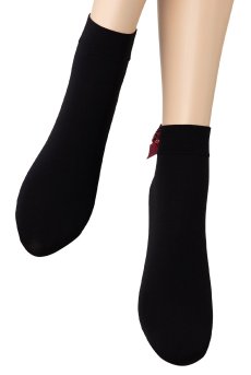 画像4: FIOCCO Socks nero rosso  | ショートストッキング・無地・リボン・ブラック×レッド | Veneziana ベネチアナ【即日発送・サイズ交換NG】※2足までメール便対象※  (4)