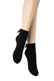 画像5: FIOCCO Socks nero rosso  | ショートストッキング・無地・リボン・ブラック×レッド | Veneziana ベネチアナ【即日発送・サイズ交換NG】※2足までメール便対象※  (5)