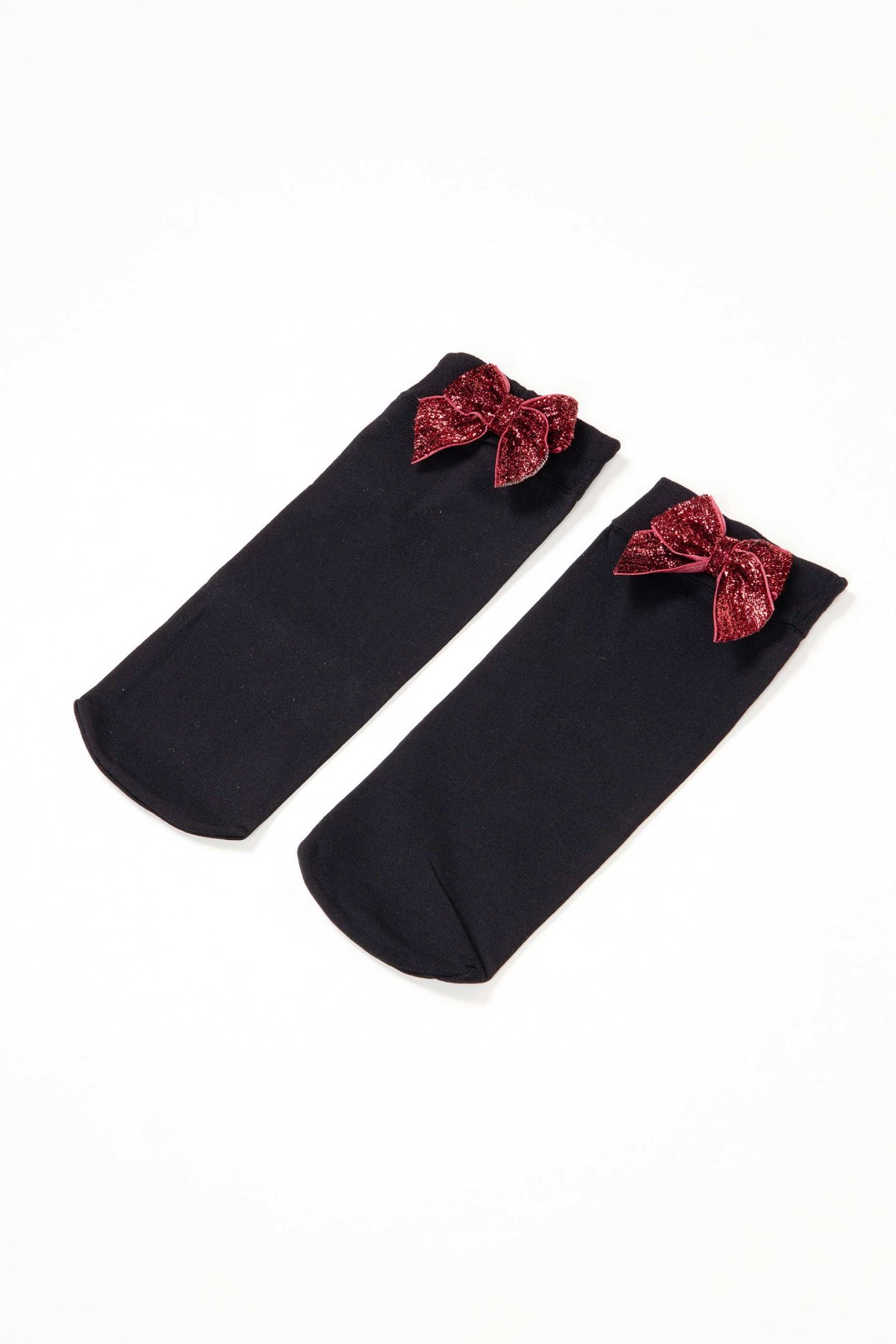 画像8: FIOCCO Socks nero rosso  | ショートストッキング・無地・リボン・ブラック×レッド | Veneziana ベネチアナ【即日発送・サイズ交換NG】※2足までメール便対象※  (8)