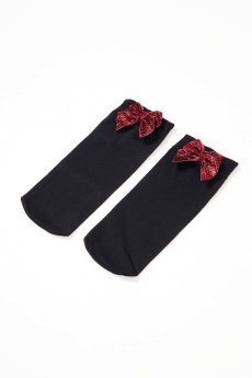 画像8: FIOCCO Socks nero rosso  | ショートストッキング・無地・リボン・ブラック×レッド | Veneziana ベネチアナ【即日発送・サイズ交換NG】※2足までメール便対象※  (8)