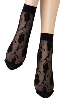 画像4: FIORE Socks nero  | ショートストッキング・花柄・ブラック | Veneziana ベネチアナ【即日発送・サイズ交換NG】※2足までメール便対象※  (4)