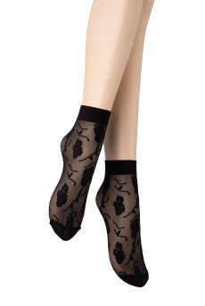 画像6: FIORE Socks nero  | ショートストッキング・花柄・ブラック | Veneziana ベネチアナ【即日発送・サイズ交換NG】※2足までメール便対象※  (6)