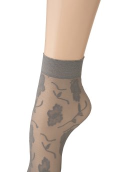 画像3: FIORE Socks grey  | ショートストッキング・花柄・グレー | Veneziana ベネチアナ【即日発送・サイズ交換NG】※2足までメール便対象※  (3)